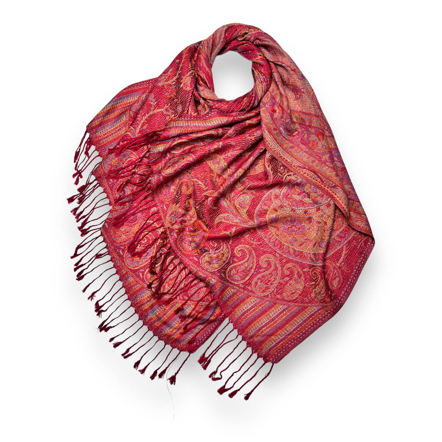 London Scarves - Vendita all'ingrosso Sciarpa - Donna - Pashmina jacquard con stampa paisley e frange9