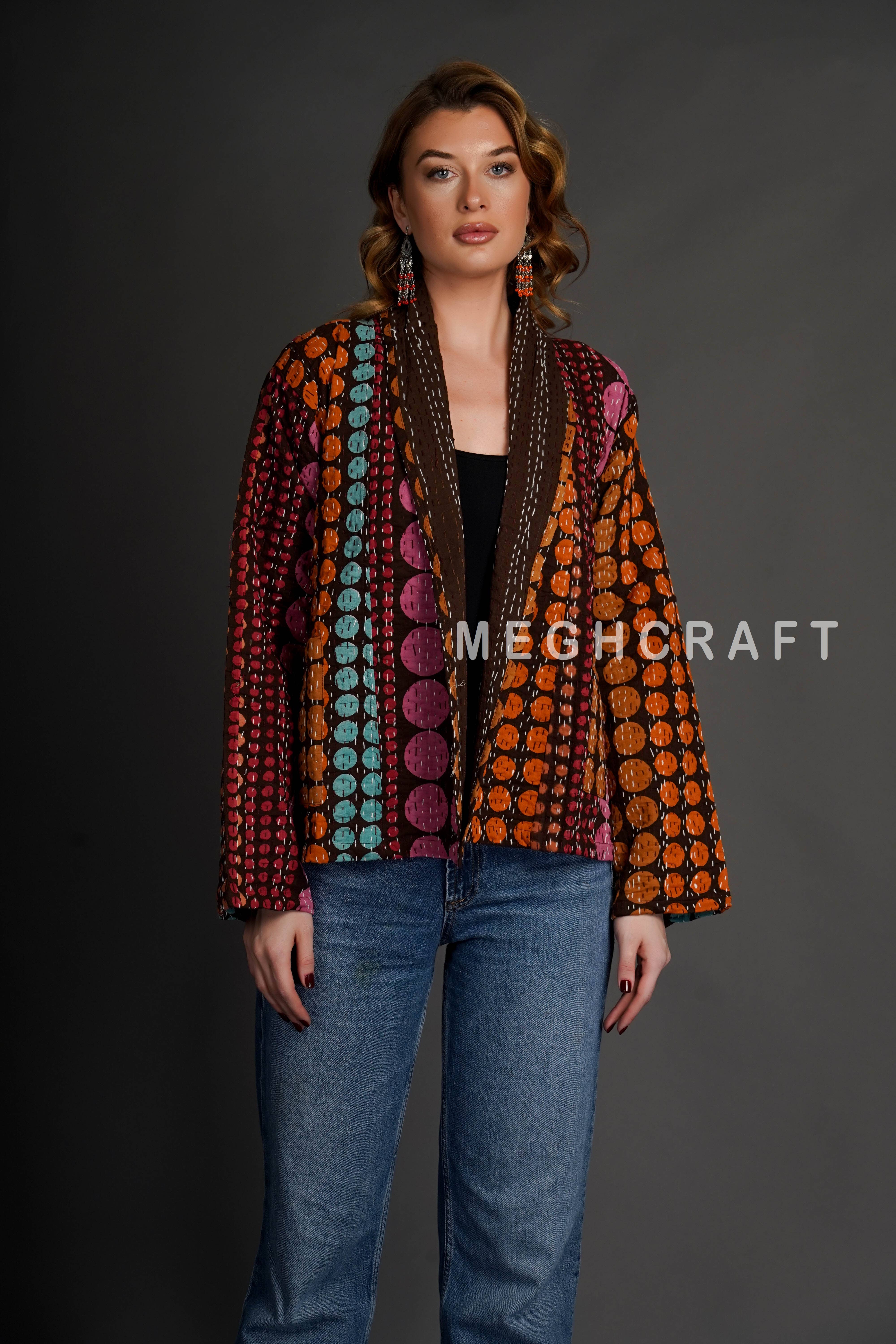 Meghcraft - Venta al por mayor Chaqueta - Mujer - Chaqueta Reversible de Kantha para Mujer4