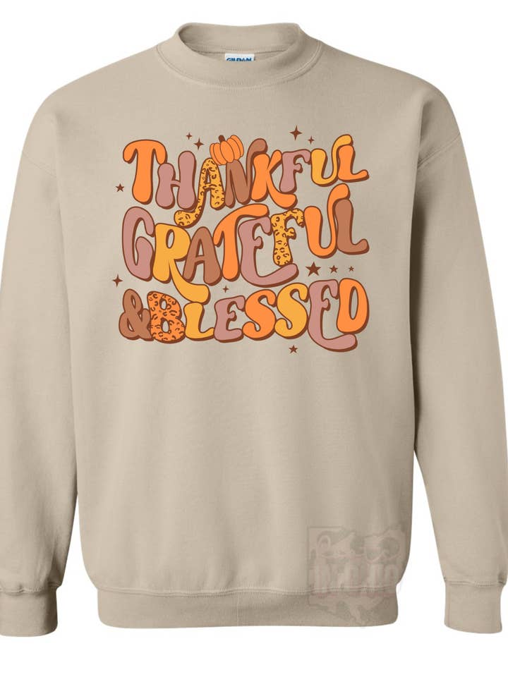 Thanksgiving sweatshirt -pumpkin-thankful - fall - crewneck for wholesale by Roots.In.Ohio