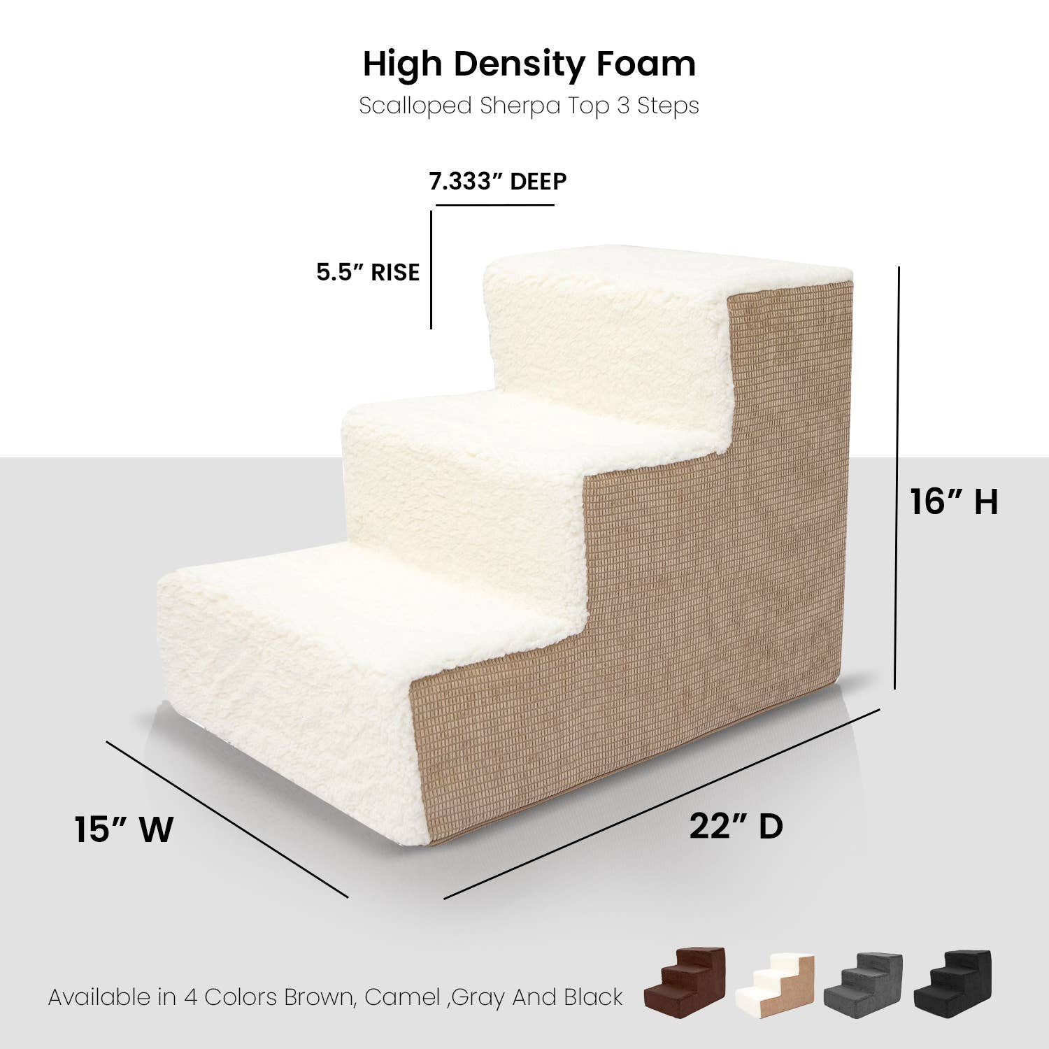 Precious Tails - Wholesale Pet Steps & Ramps - Cat/Dog - Precious Tails High Density Foam Sherpa 3 Steps Pet Stair9