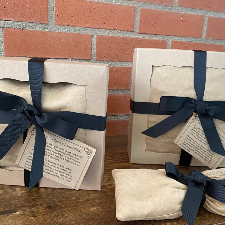 Hot Cherry Pillows - Wholesale Hot/Cold Compress - Large Square Tan Ultra-suede in Pie Box 7