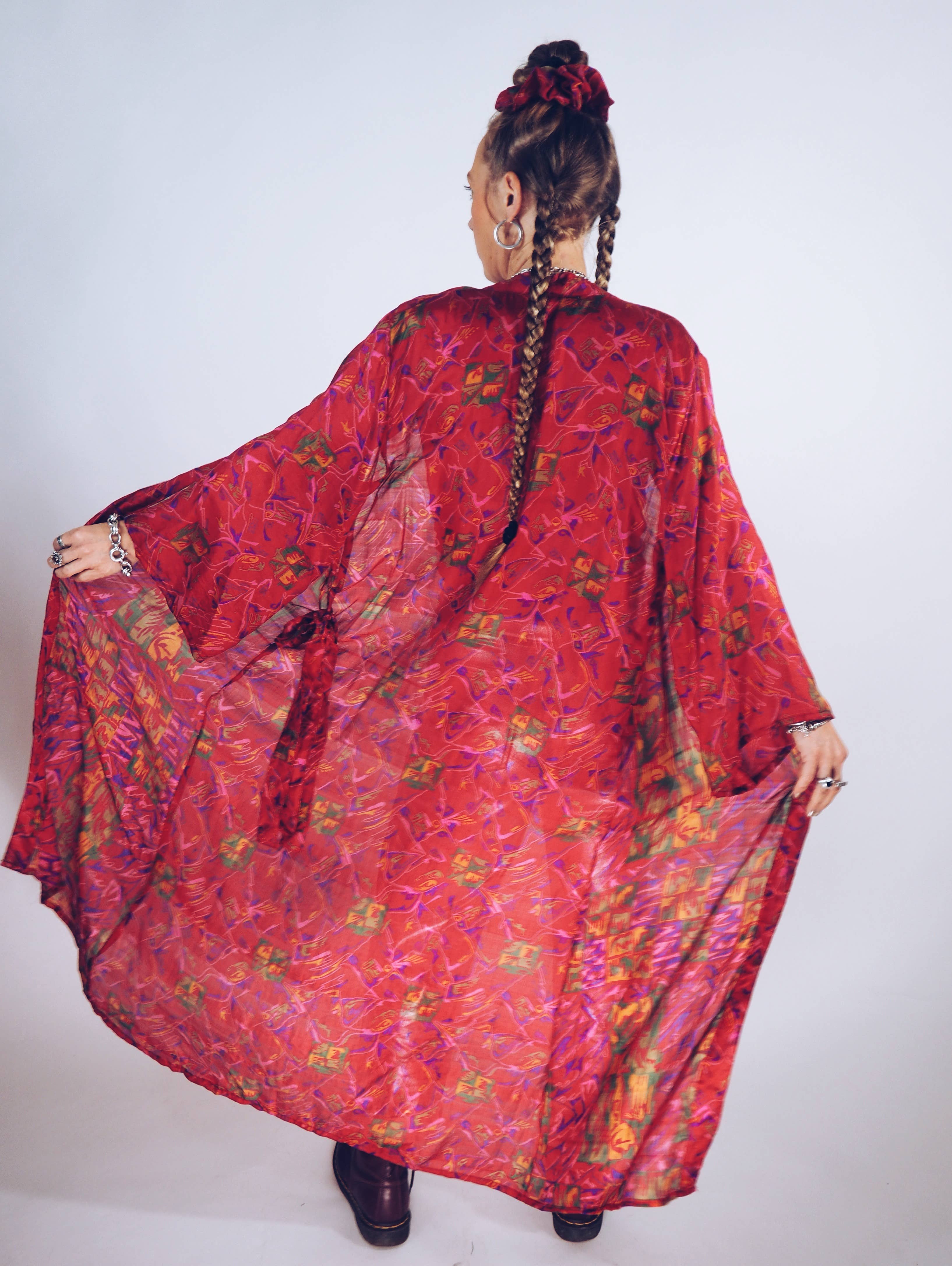 Vagabond Ibiza - Wholesale Kimono - Women's - The Kardash Kimono Long – Up-cycled Vintage Sari Kimono 17