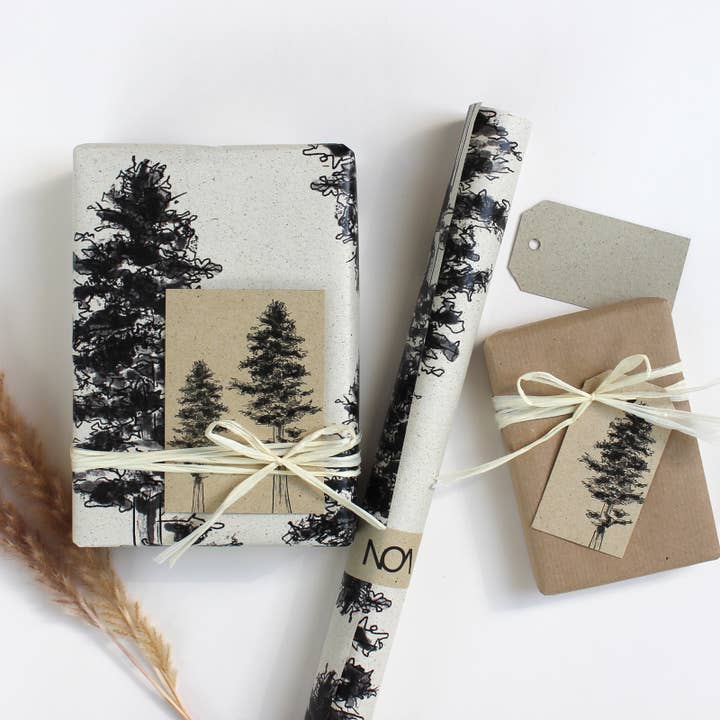 NOA Papeterie - Wholesale Wrapping Paper Roll - Gift wrap roll made of grass paper, length: 300cm, white fir2