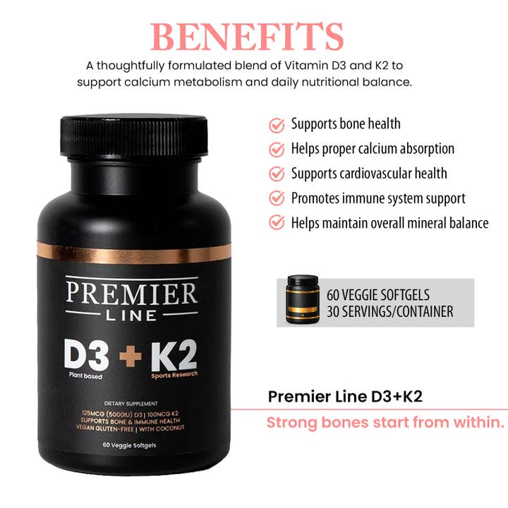 Vitamin D3 + K2 Supplement – Daily Wellness Formula for wholesale by Premier Line