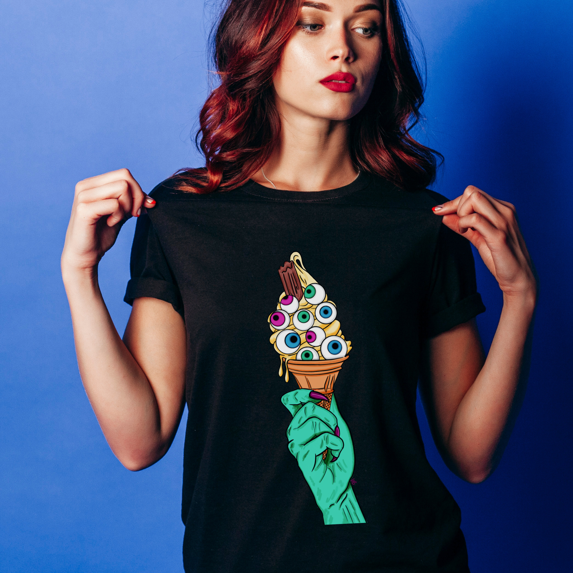 Hannah Kate Makes - Wholesale T-Shirt (Graphic) - Unisex - Eye Scream T-shirt - Black - Ice Cream - 100% Cotton1