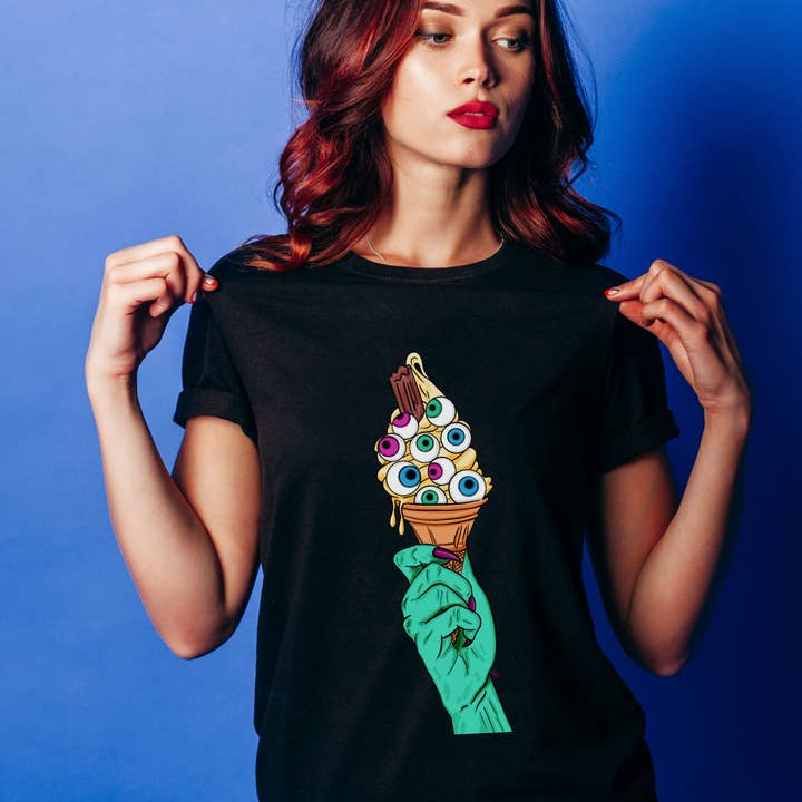 Hannah Kate Makes – wholesale T-shirt (graphic) – unisex – Eye Scream T-shirt - Black - Ice Cream - 100% Cotton1