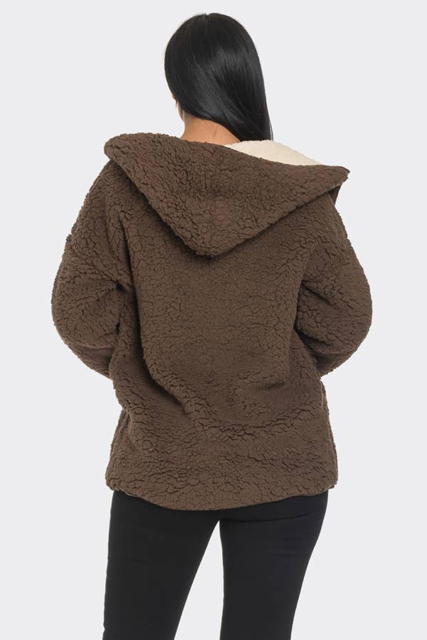 Lime All the Time - Wholesale Jacket - Women's - Teddy Bear Pattern Fluffy Fuzzy Fur Hoodie Jacket3