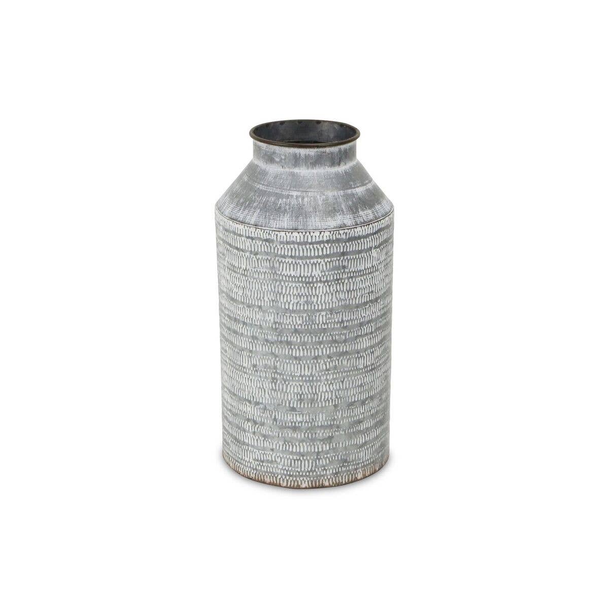 Cheungs Home Decor - Wholesale Decoratieve pot - Aziatisch witgewassen kruikdecor met gegalvaniseerd patroon