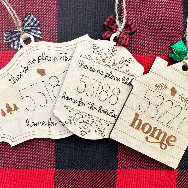 Zip Code Home for the Holidays Ornament for wholesale by Sconnie Squirrel