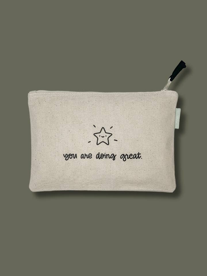 You are Doing Great Large Canvas Zipper Pouch for wholesale by Smiles + Heart