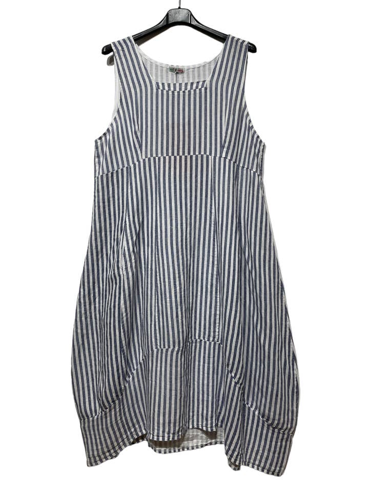 LINEN & COTTON HOUSE - Wholesale Dress - Women's - ROBE EN LIN 322 8119 RAYÉE PRINTEMPS ÉTÉ VÊTEMENTS