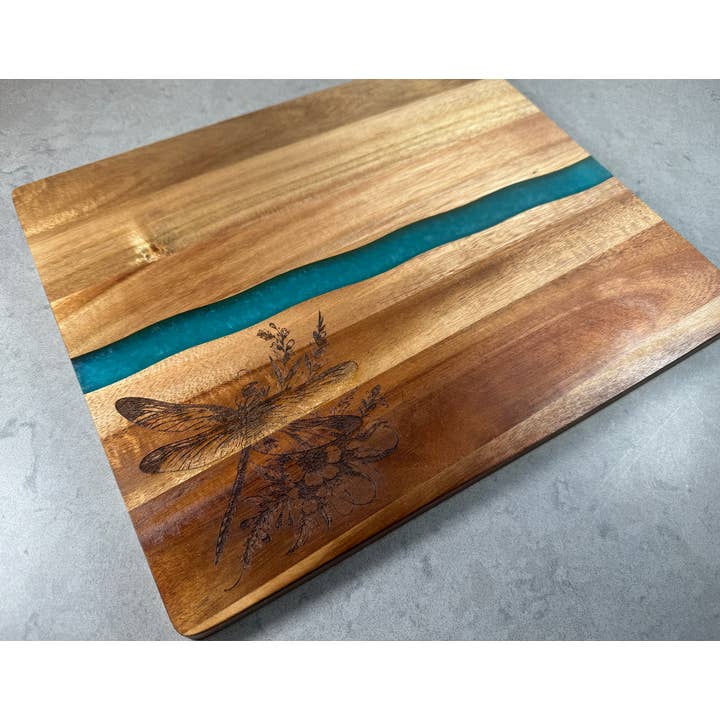 Dragonfly, Design Acaicia and Resin Charcuterie Board for wholesale by Piñon & Pine