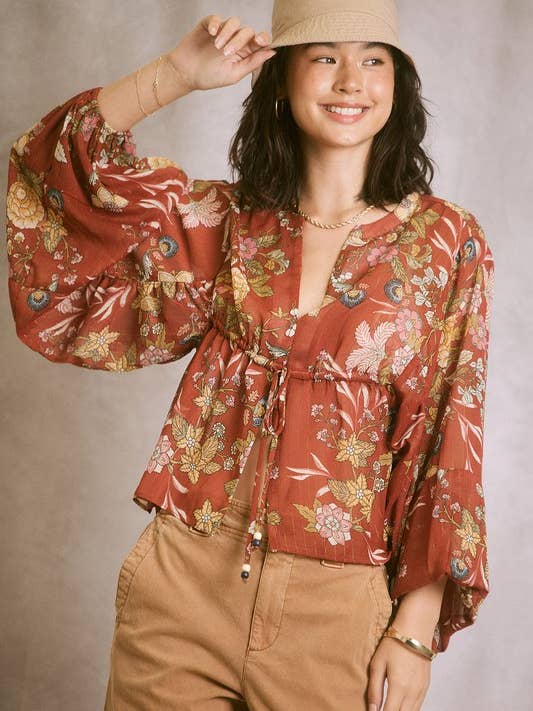 Auburn Chiffon Lurex Top for wholesale on Faire1