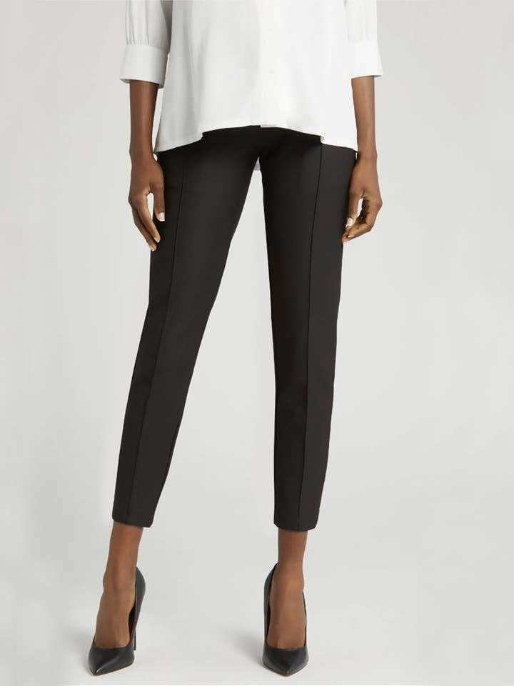 Slim Leg Maternity Work Pants in Black for wholesale by MARION