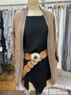 DAIRI - Wholesale Belt - Women's - B108 handmade 100% leather Belt with silver buckle Tan3