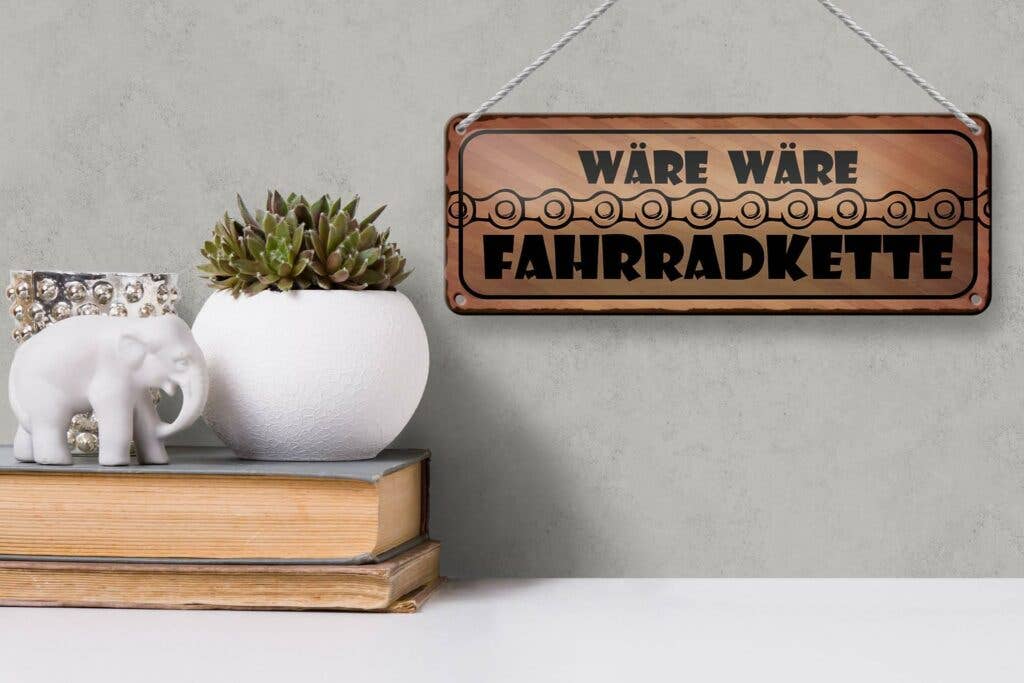 Femer - Vendita all'ingrosso Cartelli - Targa decorativa in metallo con scritta «sarebbe una catena da bicicletta», targa decorativa in metallo, 27 x 10 cm3