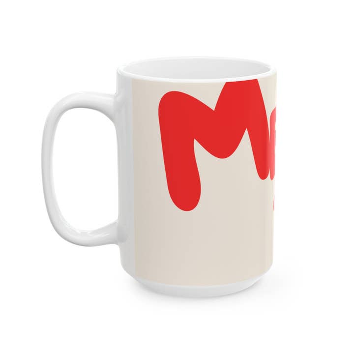 MARA Style - Wholesale Coffee Mug - Modern Merry Christmas Ceramic Mug, Red - White5
