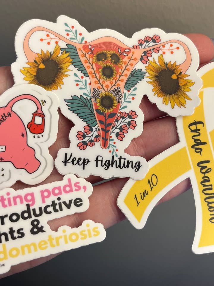 Endometriosis Awareness Sticker Pack with Yellow Ribbon for wholesale by BCrisp Creations