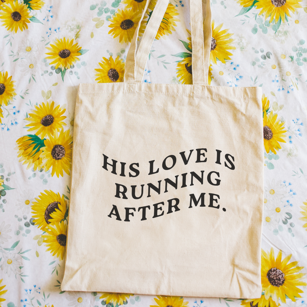 Abiding Love Co. - Wholesale Tote Bag - Unisex - His Love is Running Tote Bag2