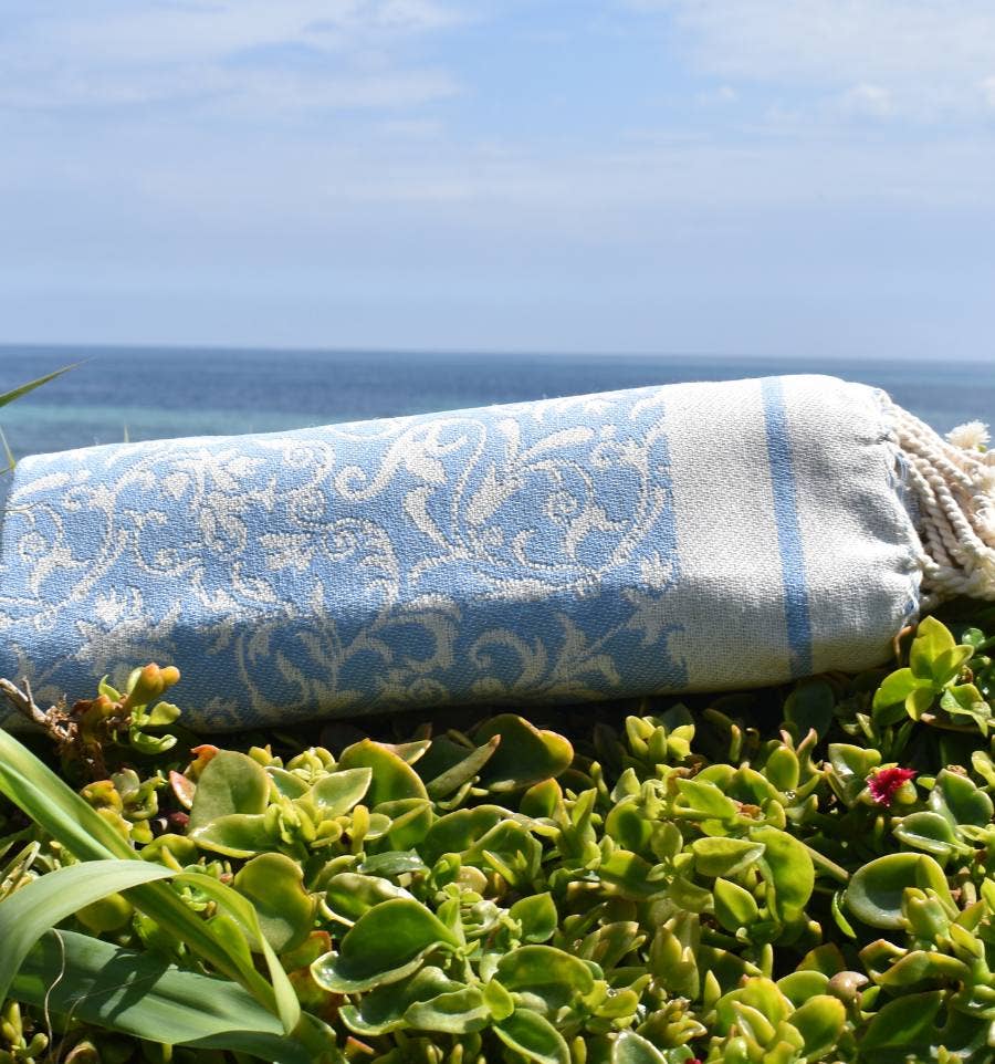 Fouta Tunisia – wholesale Strandhandduk – Fouta Versailles med tidlösa blommönster4