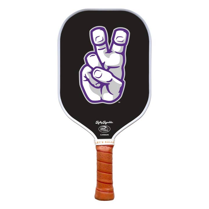 Pagaie de pickleball TCU Horned Frogs Black Frog Hand Mark Hand Mark (B2B) pour la vente par Rally Republic