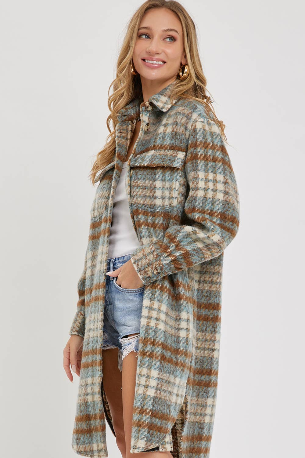 Sweet Lovely by Jen – Engroshandel Skjortejakke/shacket – til kvinder – SW1571 PLAID COAT/SHACKET16