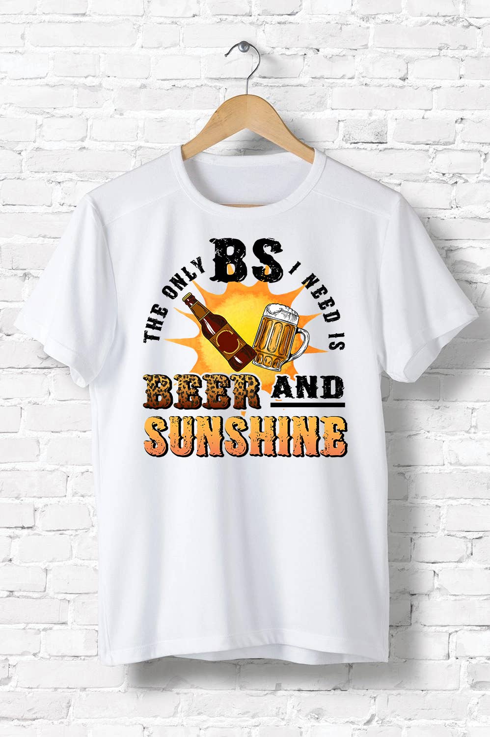 White The Only BS I Need Is Beer And Sunshine Shirt, Beer Shirt for wholesale on Faire3
