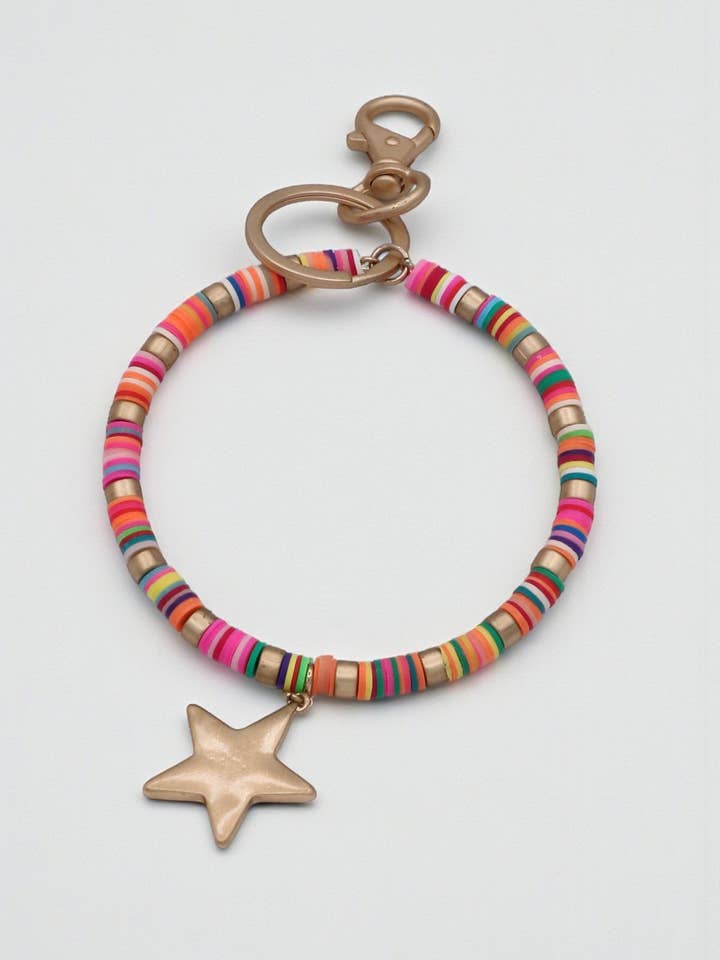 Playful Rubber Bead Star keychain Ring for wholesale by Mint & Shine