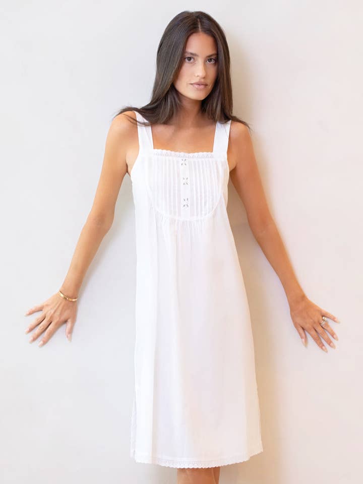Everly White Cotton Nightgown for wholesale by Jacaranda Living
