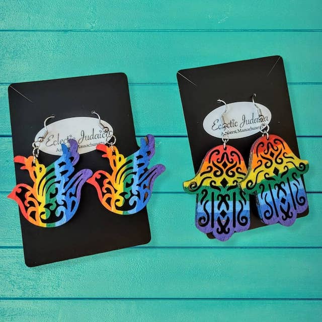 Eclectic Judaica - Wholesale Dangle Earrings - Wooden Rainbow Earrings 6