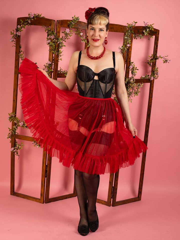 What Katie Did - Wholesale Skirt - Women's - Sandra Red Frilly Petticoat L8021R