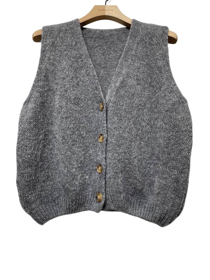 LINEN & COTTON HOUSE - Wholesale Sweater Vest - Women's - Sleeveless sweater with buttons 507128