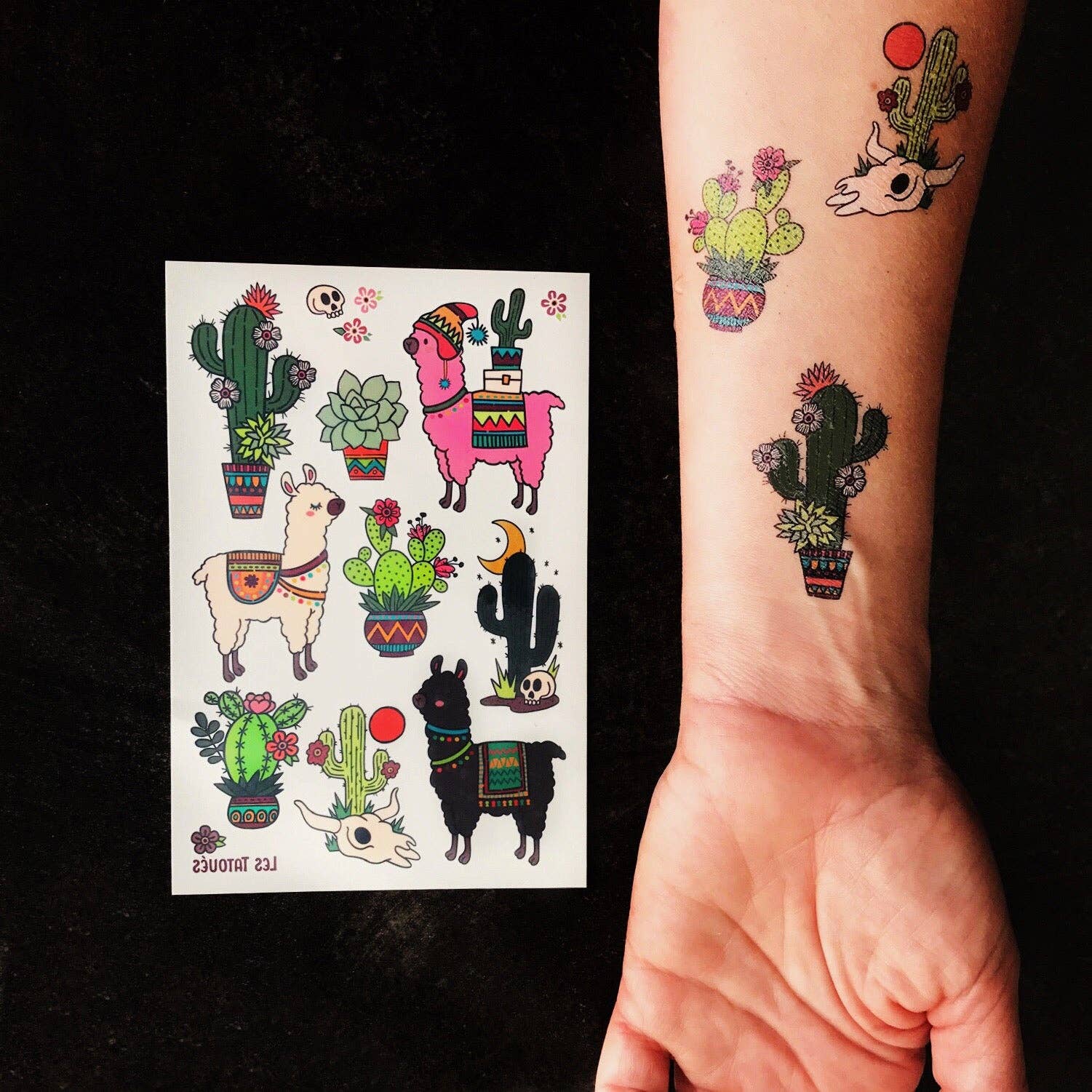 Les Tatoués - Wholesale Temporary Tattoo - Kids - Alpacas and Cacti - Temporary Tattoos3