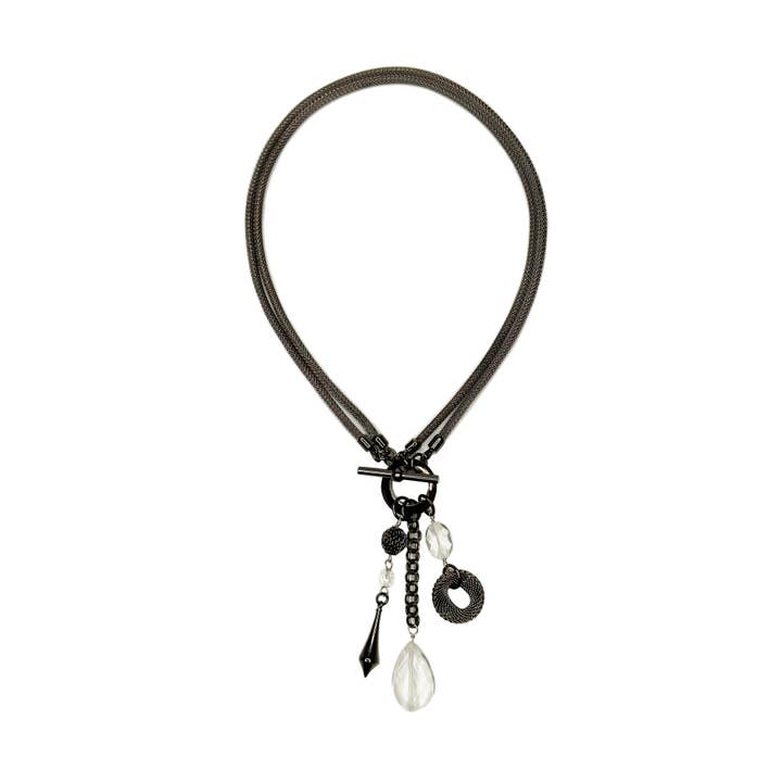 Erica Zap Designs - Wholesale Pendant/Charm Necklace - Convertible 2 Way Mesh Necklace with Stone and Mesh Drops4