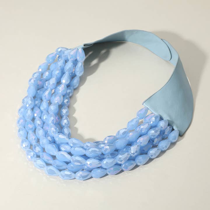Sensibling Corp. - Wholesale Beaded/Pearl Necklace - Chunky Teardrop Bead Multi Faux Leather Magnetic Necklace