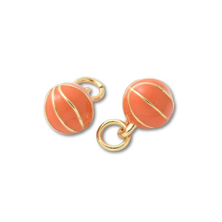 Love, Paige Designs - Wholesale Individual charm/pendant - Basketball Mini Sports Gold Charm1