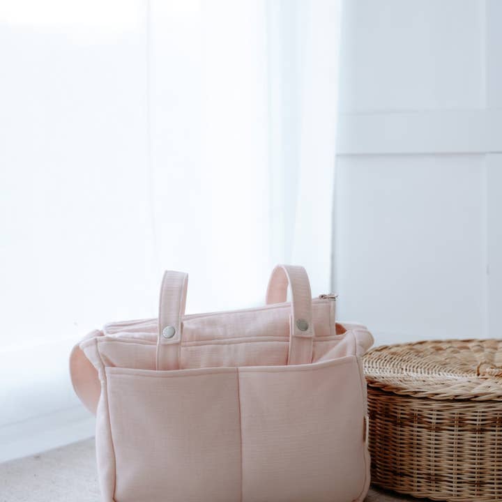 Atelier Babbi - Wholesale Diaper Bag - Baby - Muslin Mommy Bag - Ribbon/Pink