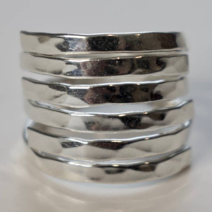 Krystyna's Silver - Vente Anneau/bague à empiler - Bague martelée à la main en argent sterling0
