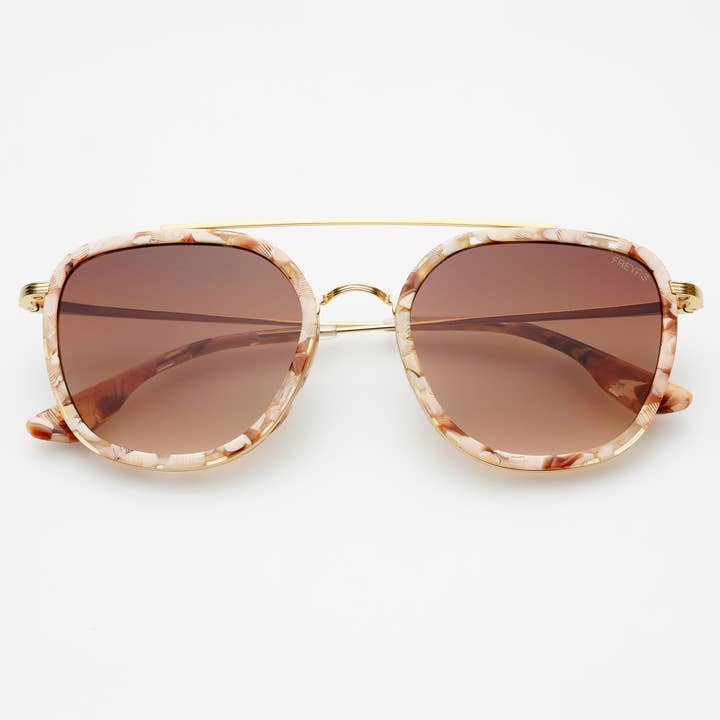 Pink Pearl Brown Weston Acetate Round Unisex Sunglasses for wholesale on Faire