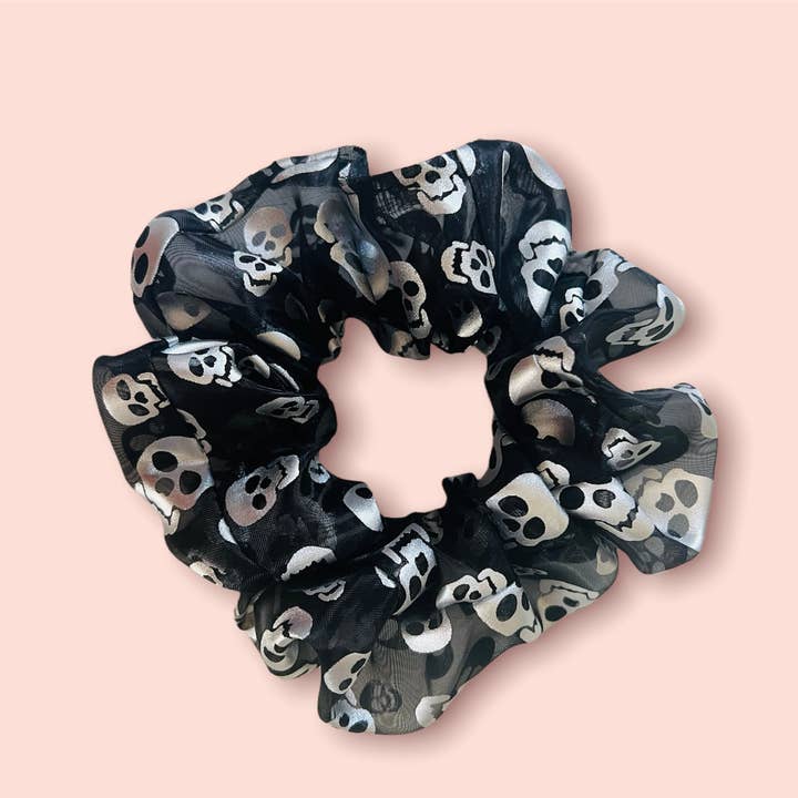 Coletero de organza de Halloween con calaveras para venta al por mayor de TINA'S CRAFTS LLC