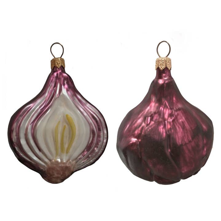 Verre soufflé à la bouche en verre soufflé à l'oignon rouge pour Noël pour la vente par Pinnacle Peak Trading