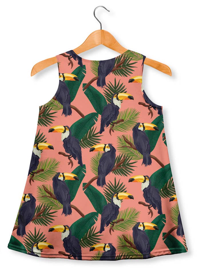 Fishikii - Wholesale Dress - Kids - Fishikii Dress for Girls 3D Mono Toucans | VESTN.501