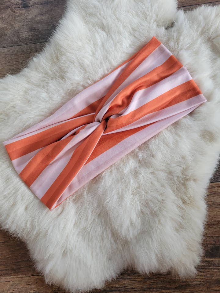 Orange fall stripes for wholesale by Sew fashionable headbands