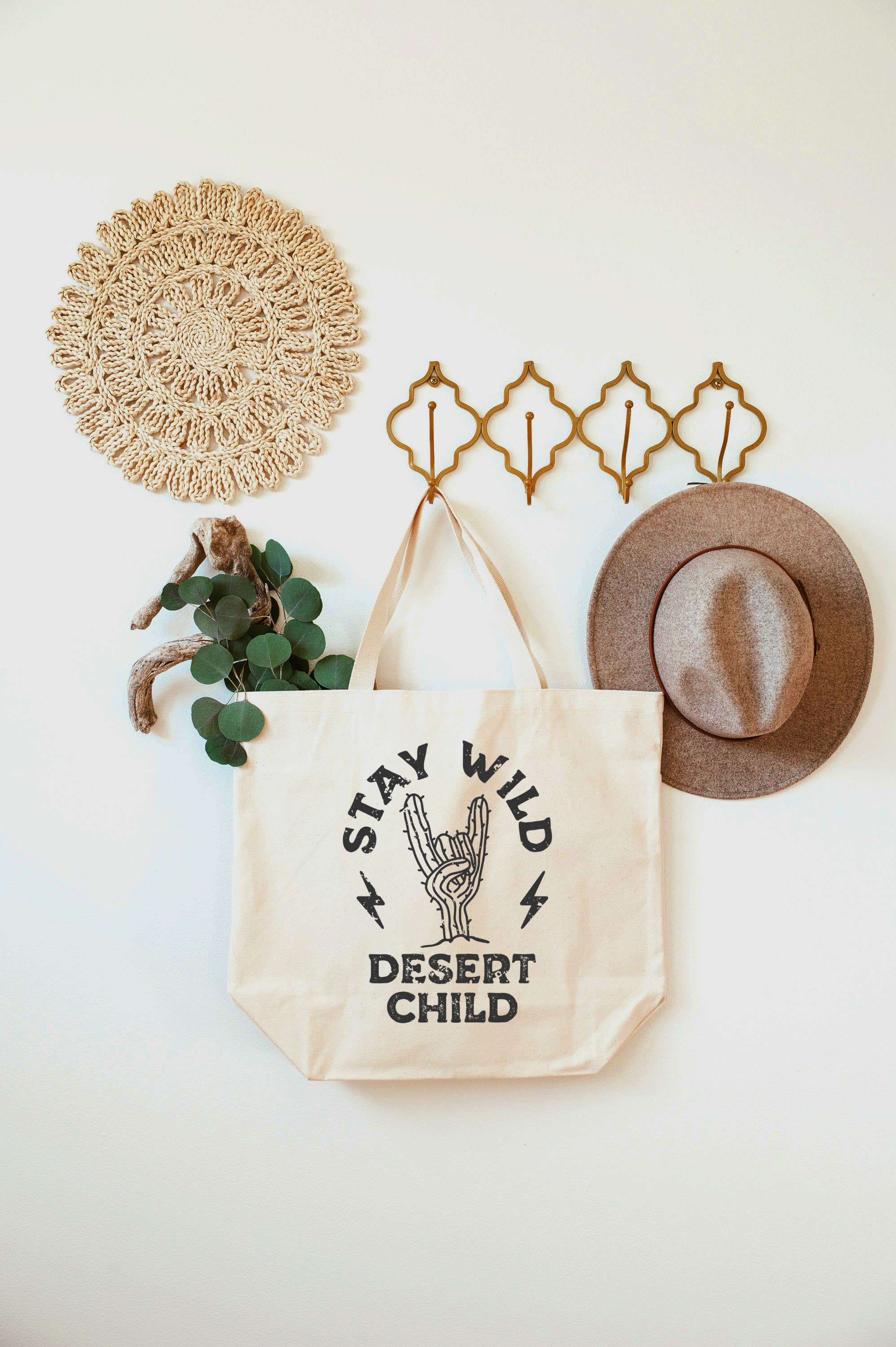 Love You a Latte Shop - Wholesale Tote Bag - Women's - Stay Wild Desert Child Cactus Tote Bag 2 SIZES