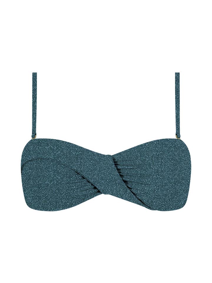 Bandeau bikini top-New Teal Lurex for wholesale by Chlamys Varia by MrMiss Studio