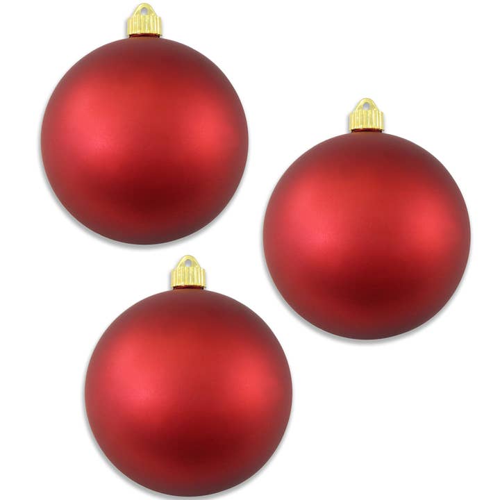Winterland Inc. - Wholesale Ornament Set - 3 Pack 150mm 6" Matte Red Ball Ornaments