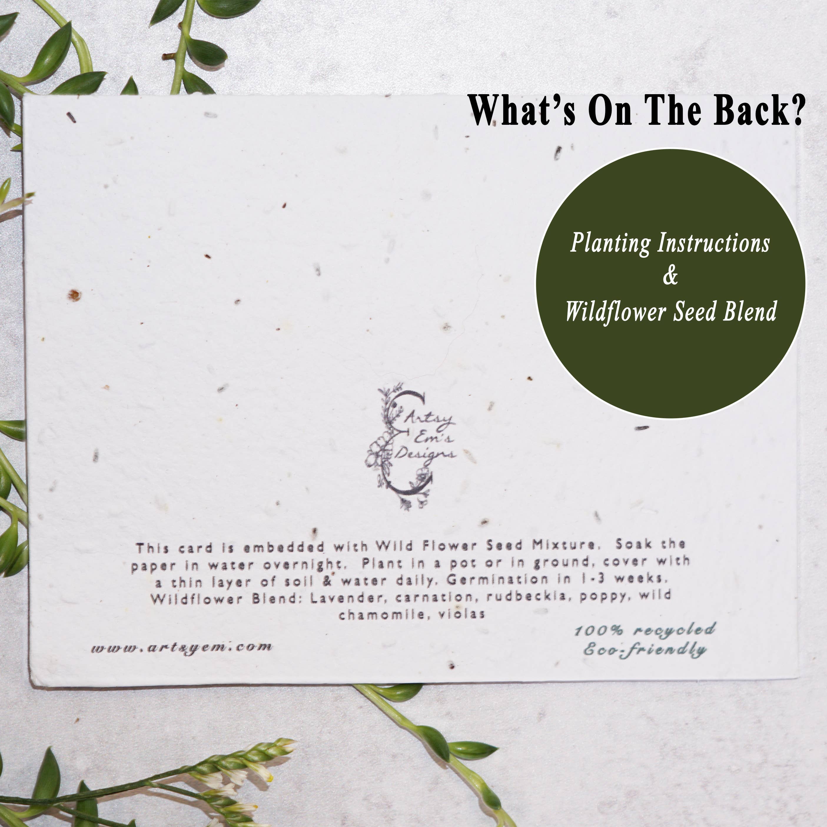 Artsy Em - Wholesale Everyday Greeting Card - Peace Love Joy Wildflower Seed Paper Card1