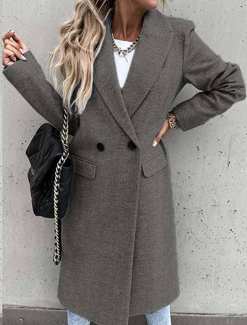 safistyle - Wholesale Coat - Women's - Double-Breasted Longline Coat0