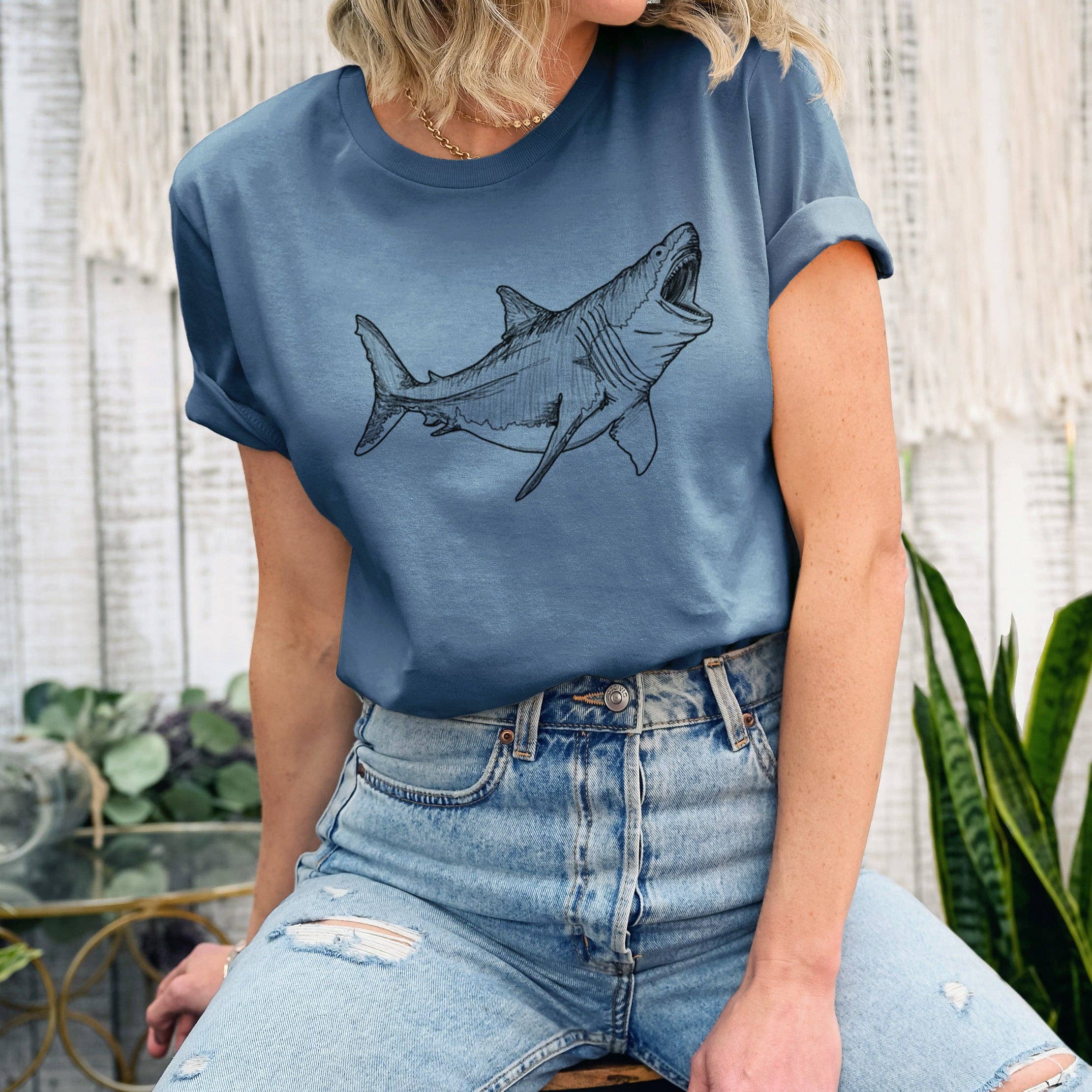 Because Tees - Vente T-shirt sérigraphié – unisexe - Mégalodon - Otodus Megalodon - T-shirt unisexe à col rond 100 % coton léger11