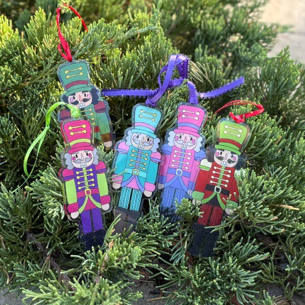 Casey Andrews Art - Wholesale Ornament - Colorful Nutcracker Pink Acrylic Ornament2